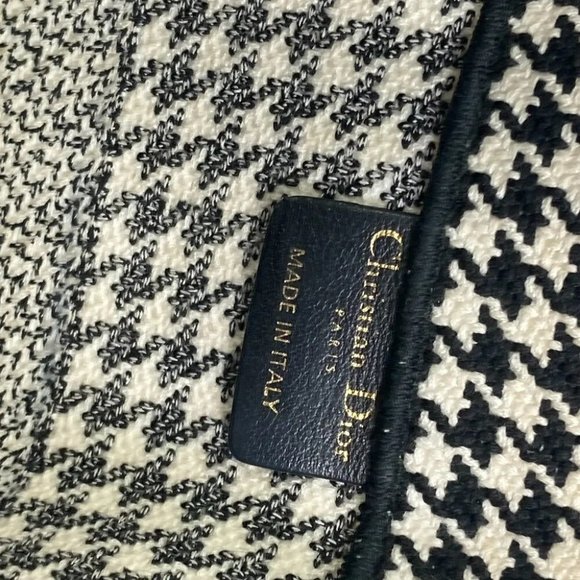 Auth Dior M1296ZTQT_M911 Houndstooth Book Tote Medium Logo Shoulder Bag Tote Bag - Picture 13 of 14